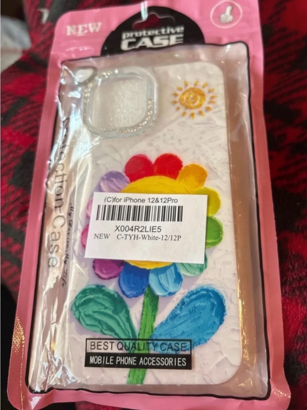 White Floral Rainbow Petal Protective Phone Case for iPhone 12/12 Pro